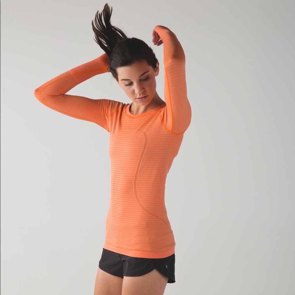 Lululemon NWT orange LS run swiftly tech sz 6